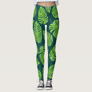 Leggings Feuilles de Monstera, motif d'aquarelle tropicale