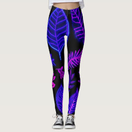 Leggings Feuilles de néon en teintes rose et violet