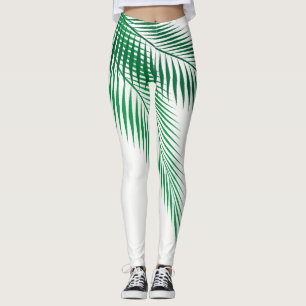 Leggings Feuilles de palme sur pattes blanches
