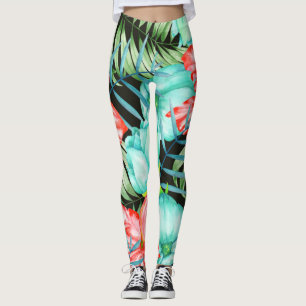 Leggings Feuilles De Palmiers Et Fleurs