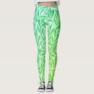 Leggings Feuilles de saule vert tropical botanique vintage