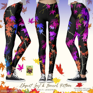 Leggings Feuilles élégantes et Motif de branches