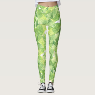 Leggings Feuilles exotiques : Aquarelle transparente