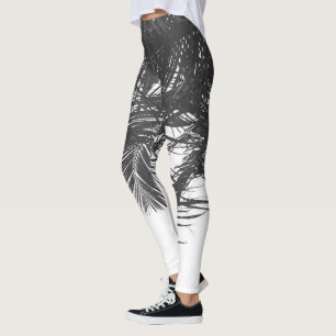 Leggings Feuilles Monochrome Noir Blanc Palm Tree