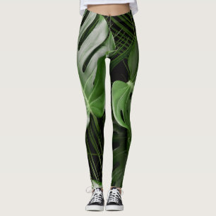 Leggings Feuilles Monstera, aménagement tropical de luxe.