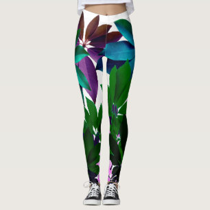 Leggings Feuilles Roses et Vertes