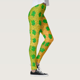 Leggings Feuilles shamrocks Parties scintillant verte Jour