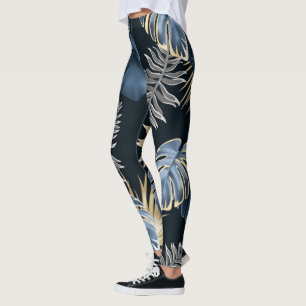 Leggings feuilles sombres plantes tropiques