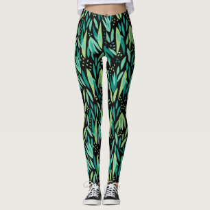 Leggings Feuilles vertes Motif transparent