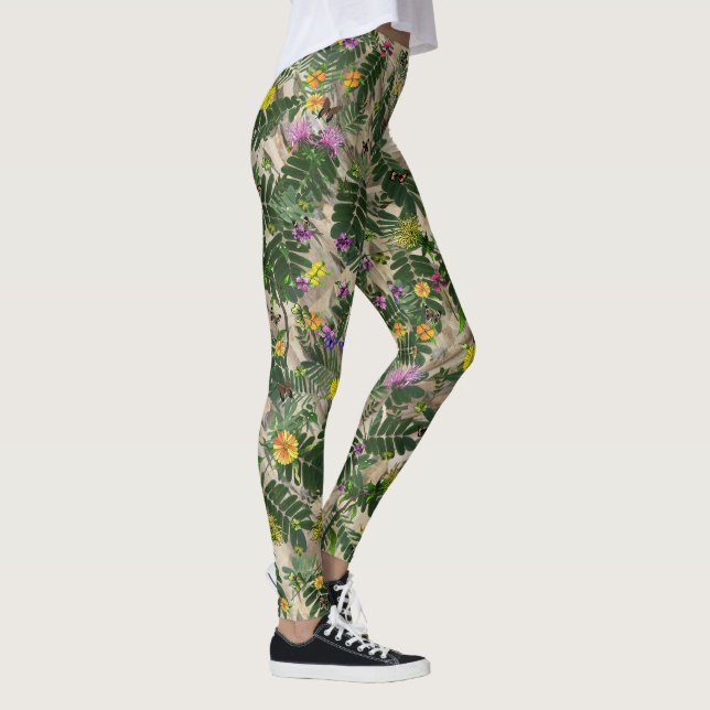 Leggings Feuilles verts et hérissons floraux (Droite)