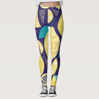 Leggings Feux de citrons : bleu foncé Motif brillant