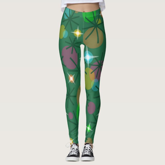 Leggings Feux de Noël partout sur les légumineuses imprimée (Devant)