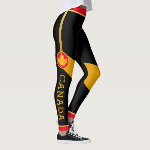 Leggings Fiers patriotes canadiens avec une feuille d'érab