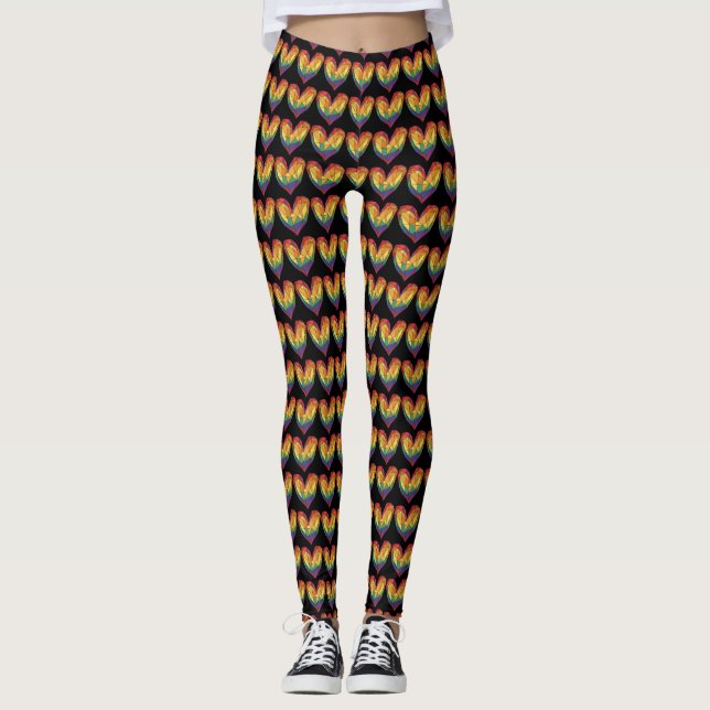 Leggings Fierté cardiaque arc-en-ciel (Devant)