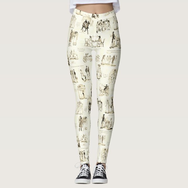 Leggings Fierté et préjugé Citations de seigle beige (Devant)