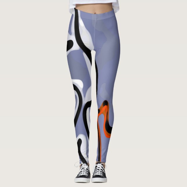 Leggings Figure avec Feline : bleu Abstrait, orange, B & W (Devant)