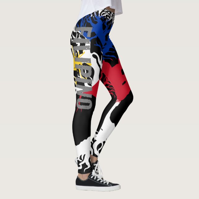 Leggings FILIPINO ROOTS Gris Lettres (Droite)