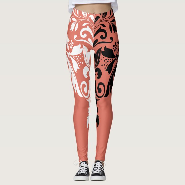 Leggings Fille blanche et noire florale (Devant)
