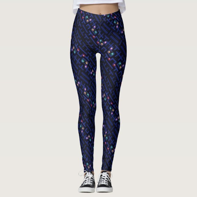 Leggings Fille fantôme cosmique Rave lumière noire (Devant)