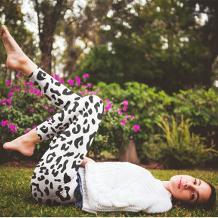 Leggings Fille noir et blanc tache léopard
