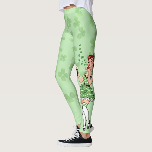 Leggings Fille Pin Up Irlandaise Amateur de Bière (Gauche)