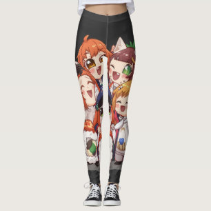 Leggings Filles Anime Chibi Mignonnes Groupe Sushi Art