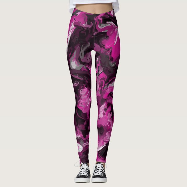 Leggings Fils roses, noirs, blancs et gris (Devant)