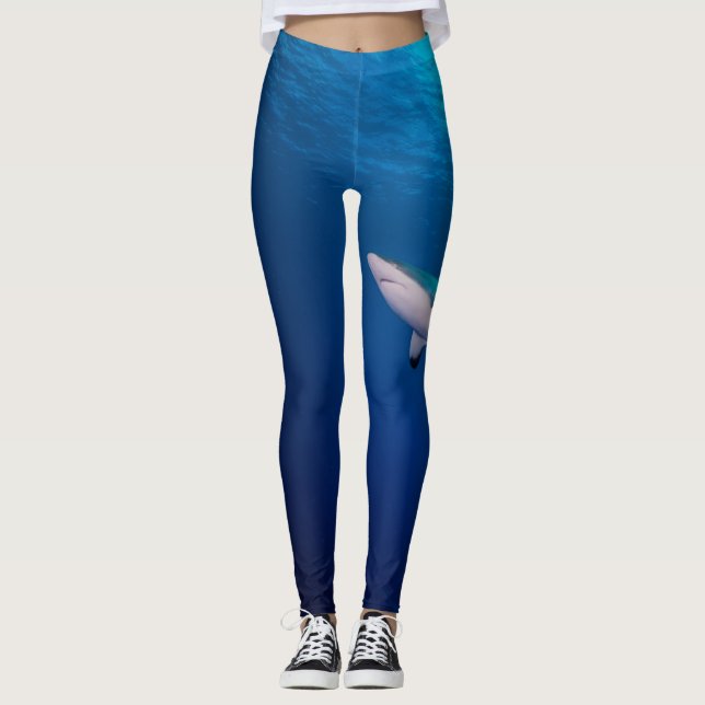 Leggings Fins Fin : Requin de récif et ondulations (Devant)