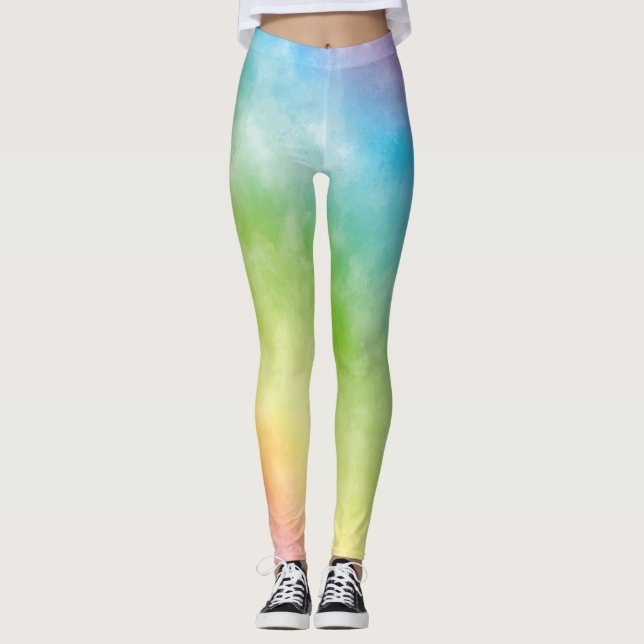Leggings Fitness Femmes Cadeau Gym Aquarelle Rainbow Sport (Devant)