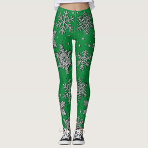 Leggings Flacon de neige à parties scintillant argentée