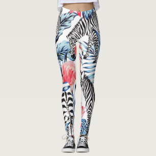 Leggings Flair tropical : Flamant rose Zebra Paradise