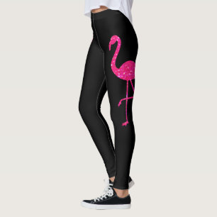 Leggings Flamant rose néon rose noir brillant
