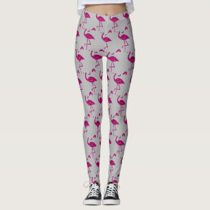 Leggings Flamant rose pailleté motif rose gris