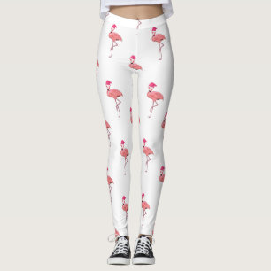 Leggings Flamant rose rose Motif du Père Noël