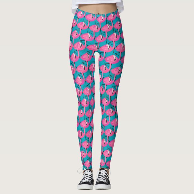 Leggings Flamants roses au néon (Devant)