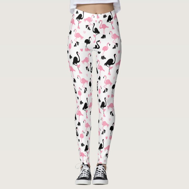 Leggings Flamants roses de patinage de glace (Devant)