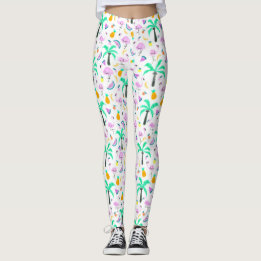 Leggings Flamants roses en Motif de la jungle tropicale