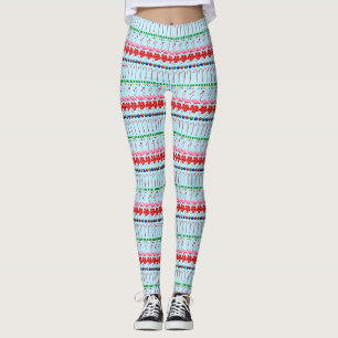 Leggings Flamants roses roses tropicaux de Noël moches sur