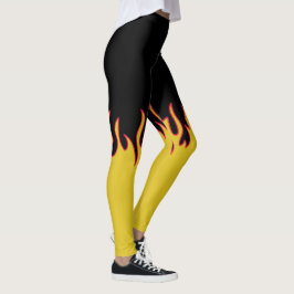 Leggings Flames de feu jaune, rouge et noir
