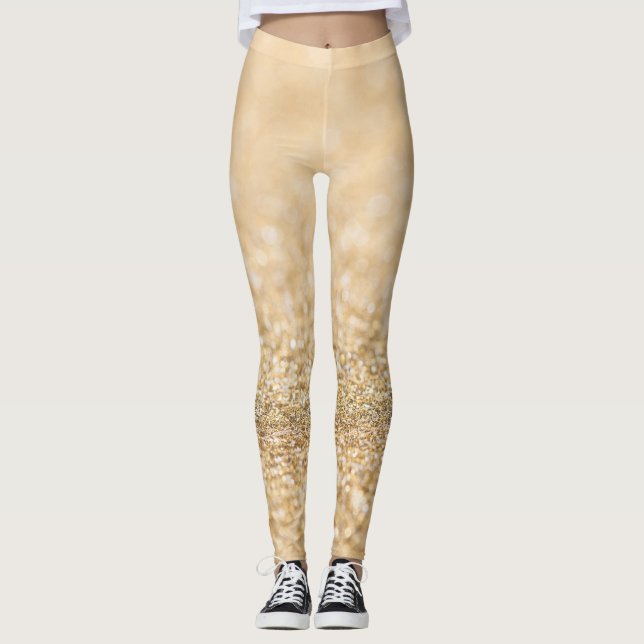 Leggings Flamme de parties scintillant en or de champagne (Devant)
