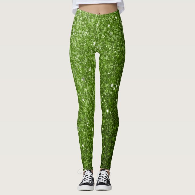 Leggings Flamme de parties scintillant vert clair (Devant)