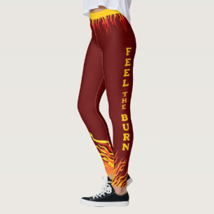 Leggings Flammes avec votre nom dans CAPITALES sur le rouge