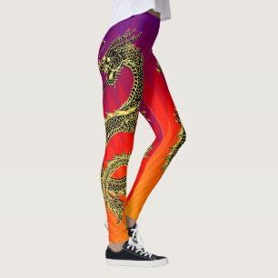 Leggings Flammes Black Gold Dragons Gradient
