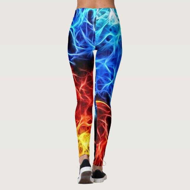 Leggings Flammes bleues et rouges, motif électrique et (Dos)
