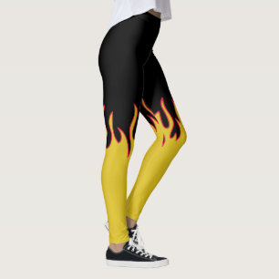 Leggings Flammes de feu jaune, rouge et noir