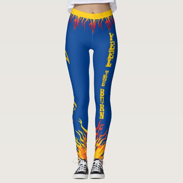Leggings Flammes de motivation Jaune doré Script PROFOND BL (Devant)