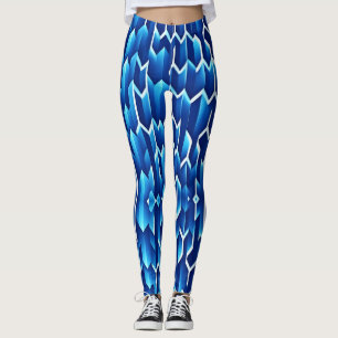 Leggings Flèches et lignes bleues Motif géométrique