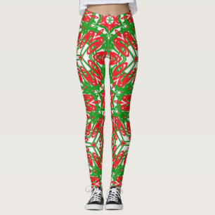 Leggings Flèches rouges, blanches et vertes