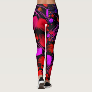 Leggings Fleur Abstraite et couleur d'eau du feuillage