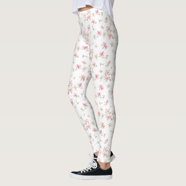 Leggings Fleur Aquarelle rose doux (Gauche)